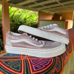Vans Old Skool Pink Glitter Sneakers Size 3.5 Trainer Balletcore Coquette Pastel